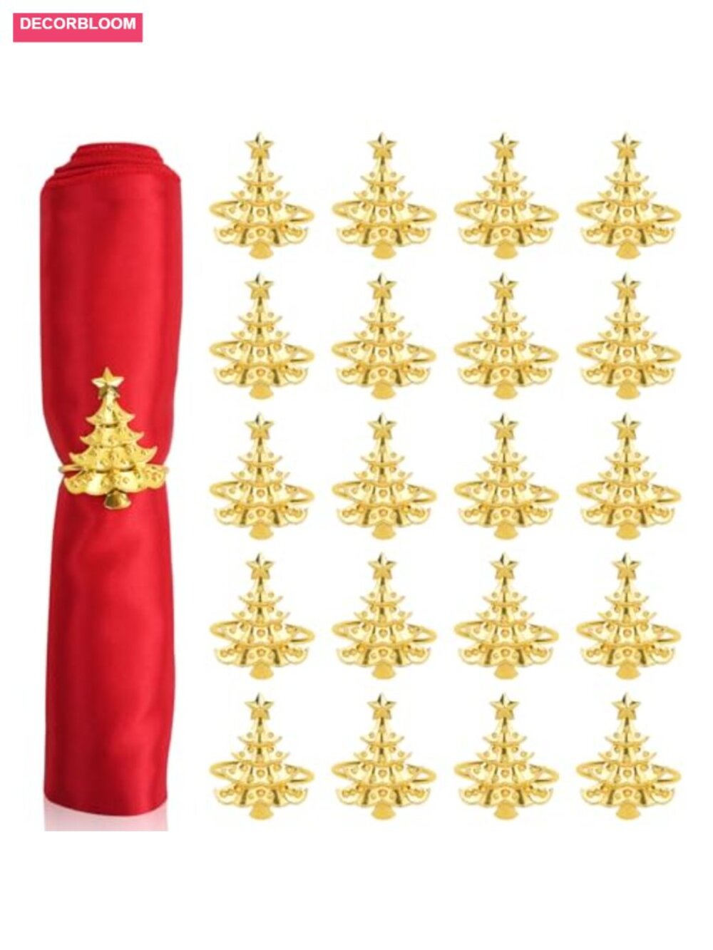 Christmas Tree Napkin Rings Set of 20 Metal Napkin Holders for Holiday Table